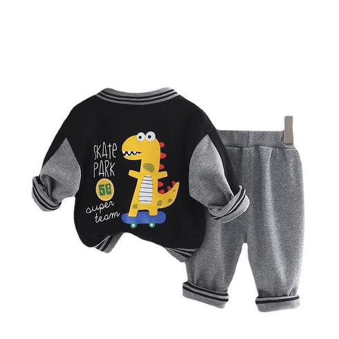 Children's Spring and Autumn Baseball Suit Set of Three